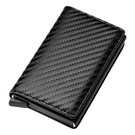 Carteira Pequena Cartões Flip-on Couro Rfid Antifurto Slim