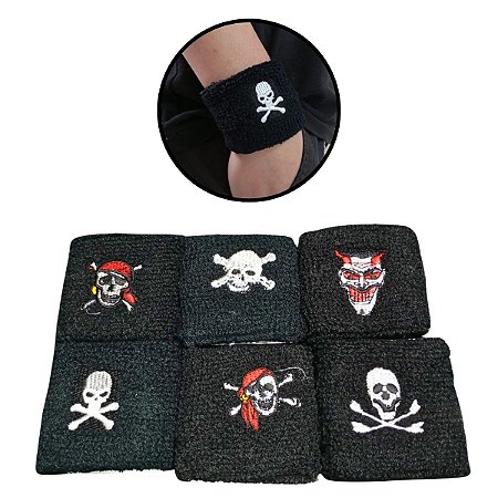 Kit 12 Pulseiras Munhequeiras Rock Caveiras Crânio Atacado