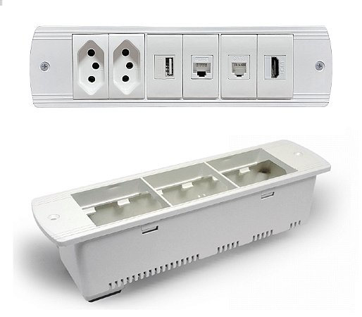 Régua Caixa De Tomadas Para Mesa, USB, Rede, HDMI, Telefonia - RQM6-M6