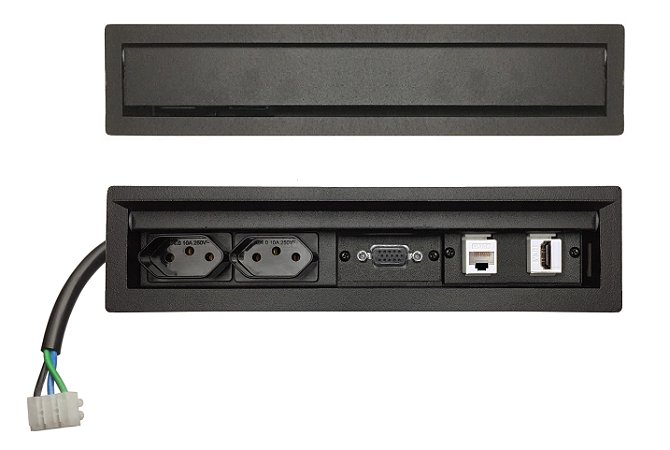 Régua Tomada Para Embutir Na Mesa HDMI, VGA, Rede - SLIM200C