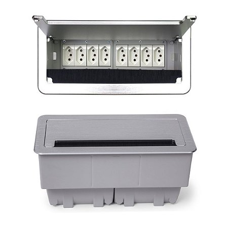 Caixa Tomada De Embutir Tomadas 10A Colarinho Aluminio - QM26-M39