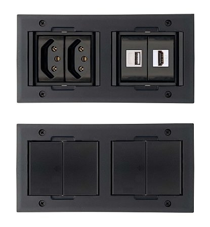 Caixa De Tomada Para Embutir Mesa, Hdmi, USB Charger 2.1A, Tomada 10A