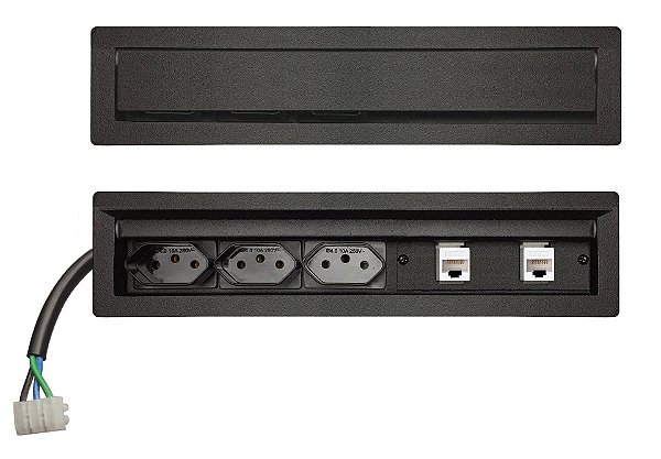 Caixa De Tomada Para Embutir 3 Tomadas, 2 RJ45 Linha Aço 1008