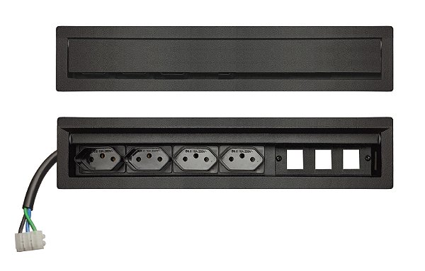 Caixa De Tomada Para Embutir Em Mesas Linha Aço- SLIM-304B