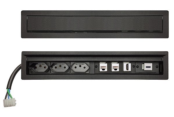 Régua De Tomada Embutir Mesa, Rede e Carregador USB-C 18W 3A - SLIM300Z