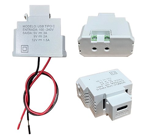 Carregador USB Tipo C, Super Turbo 15w 3A Para Espelho 4x2 - Br