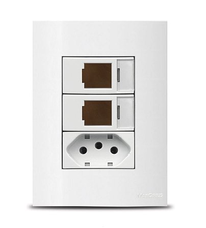 Espelho Tomada 4x2 + Modulo Vazio Para Keystone Hdmi, USB, RJ45, RJ11