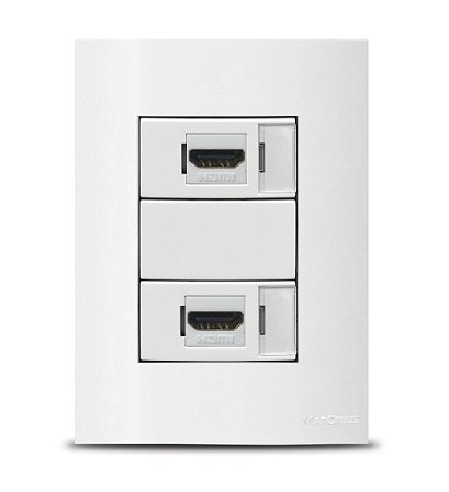 Placa 4x2 Espelho Hdmi Com Suporte 4k Branco