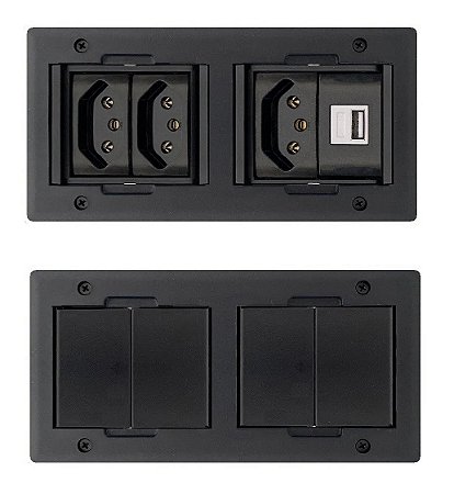 Caixa De Tomada Para Mesa Com Carregador USB 2.1A - QMF4-M21
