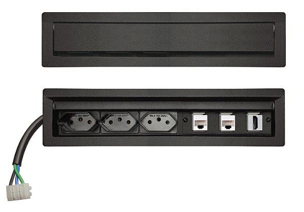 Caixa De Tomada Para Mesas Aço 1008, Tomada, Rede, HDMI - SLIM303C