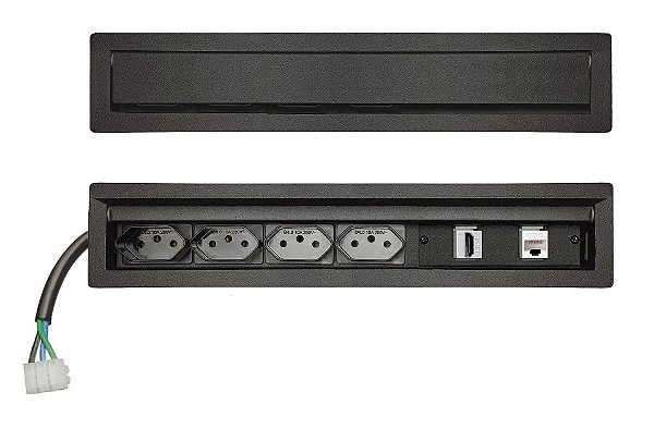 Caixa De Tomada Slim Com 4 Tomadas 10A, Hdmi + Rj45 Cat5 - SlLIM304W