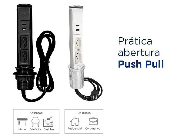 Torre De Tomada Para Cozinha 20A + USB Carregador 2.1A