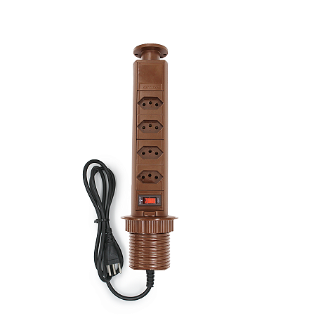 Torre De Tomada Para Embutir Marrom 4 Tomadas 20A + Chave L/D - DMT20-MR