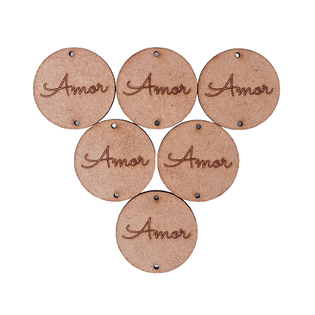 PLAQUINHA CIRCULAR "AMOR" (6 Peças)