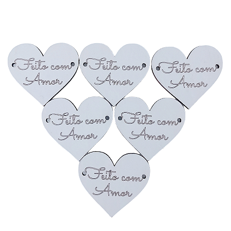 PLAQUINHA BRANCA "FEITO COM AMOR" (6 Peças)