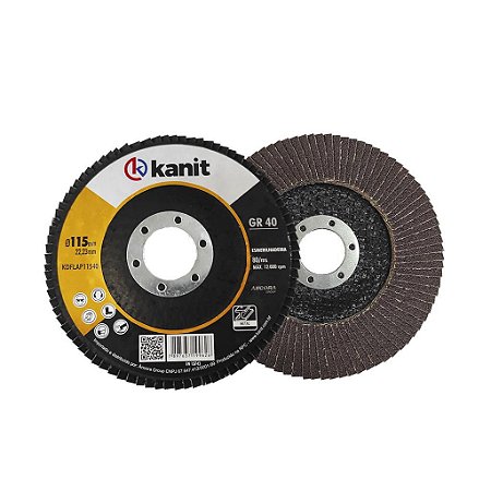 Kit 5 Discos de Lixa Flap 115x22,23mm GR40 Kanit