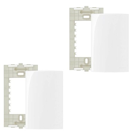 2 Conjuntos Placa 4x2 cega c/ suporte Branco Sleek Margirius