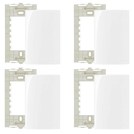 4 Conjuntos Placa 4x2 cega c/ suporte Branco Sleek Margirius