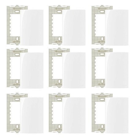 9 Conjuntos Placa 4x2 cega c/ suporte Branco Sleek Margirius