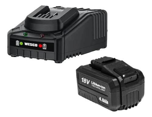 Kit Bateria 4ah Com Carregador Bivolt Wesco Ws1102