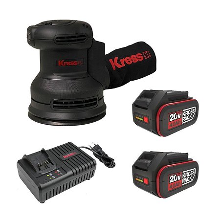 Kit Lixadeira Roto Orbital Brushless 2 Bateria 4Ah 20V Kress KUD20.9