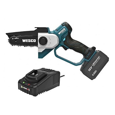 Kit Mini Motosserra C/Bateria 4Ah Brushless 18V Wesco WS8305.9