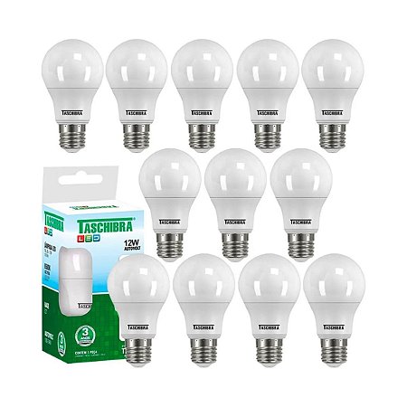 Kit 12 Lâmpadas de Led Bulbo TKL 80 12W E27 6500K Taschibra