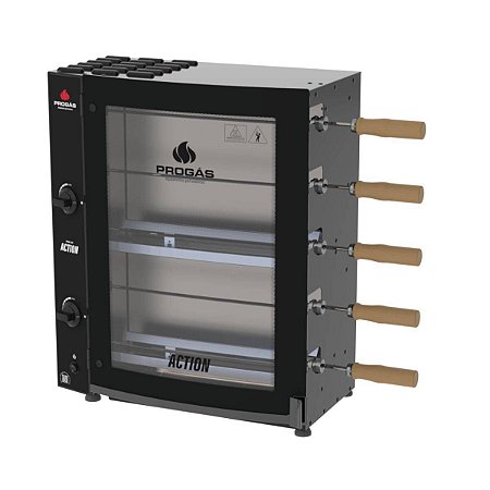 Forno Assador Rotativo 5 Espetos Infra Gás Action Bivolt PRAC-05I