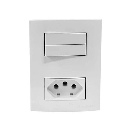 Caixa Sobrepor Interruptor Duplo + Tomada 10A Margirius Branco