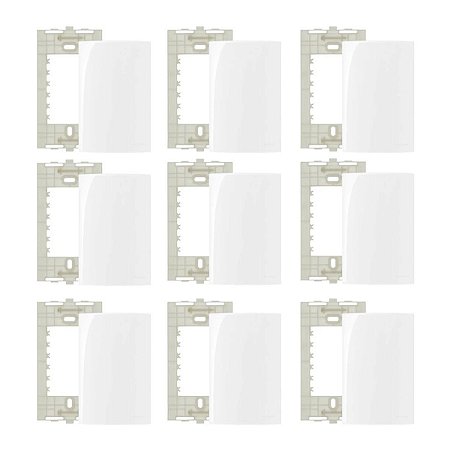 9 Conjuntos Placa 4x2 Cega c/Suporte Branco Sleek Margirius