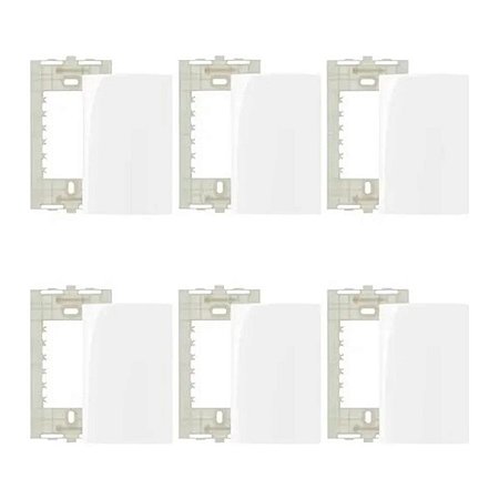 6 Conjuntos Placa 4x2 Cega c/Suporte Branco Sleek Margirius