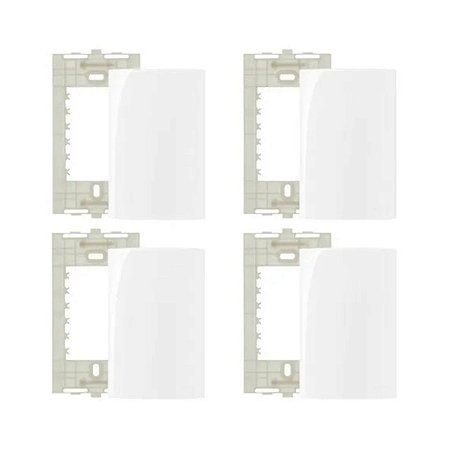4 Conjuntos Placa 4x2 Cega c/Suporte Branco Sleek Margirius