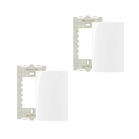 2 Conjuntos Placa 4x2 Cega c/Suporte Branco Sleek Margirius