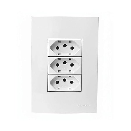 Conjunto 4x2 Com 3 Tomadas Fêmeas 10A Branco Sleek Margirius