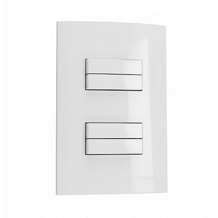 Conjunto 4x2 Interruptor 4 Teclas Simples Branco Sleek Margirius