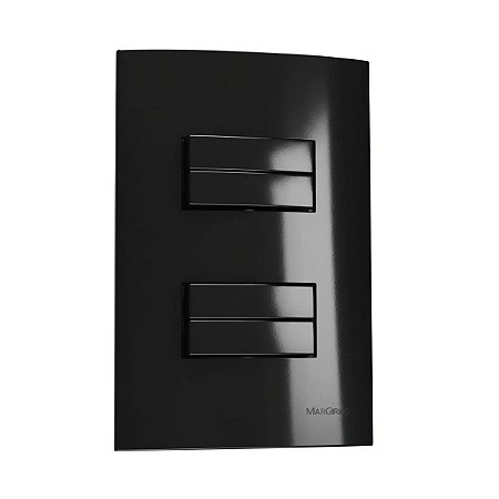 Conjunto 4x2 Interruptor 4 Teclas Simples Sleek Margirius Preto
