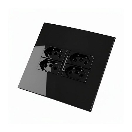Conjunto 4x4 + 4 Tomadas 20A Sleek Preto Margirius