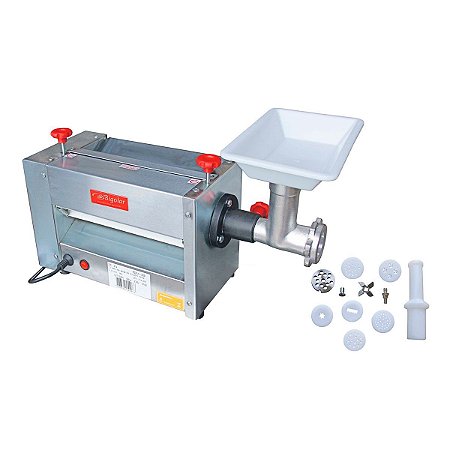Cilindro Laminador Bigolar 300mm Inox c/ Moedor Extrusor 1/3CV