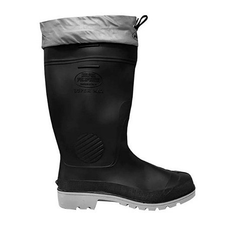 BOTA DE PVC SUPERMAX PRETA CINZA CANO LONGO SEM FORRO PRETA