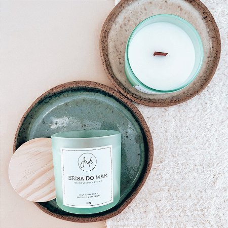 Vela Perfumada 180g | Coleção Colors - Brisa do Mar (Folhas Verdes e Peônia) - Jade Soul
