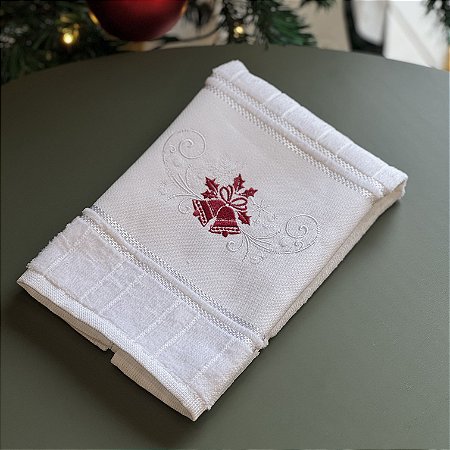Kit com 03(três) Toalhas de Lavabo Bordada 30x45cm - Natal: Sinos de Esperança | JADE SOUL