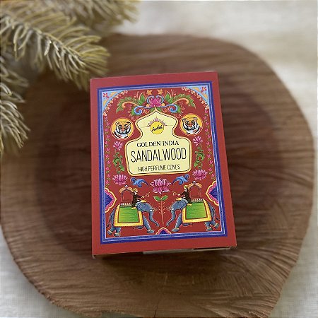 Incenso de Cone Indiano - 10 cones | Sandalwood (Sândalo) - Golden India