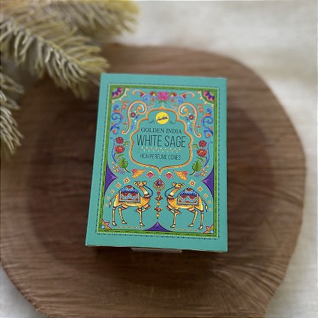 Incenso de Cone Indiano - 10 cones | White Sage (Sálvia Branca) - Golden India