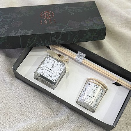 Kit Presente Mini | Bamboo Herbal - Difusor de Aromas 100ml e Vela Aromática 60g - Jade Soul
