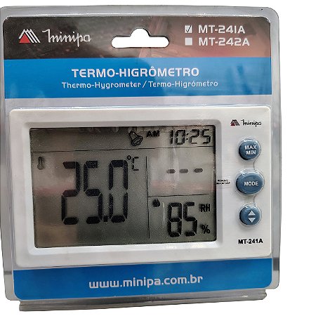 Termo Higrometro Relógio Minipa MT-241A 3X1 Sensor Externo