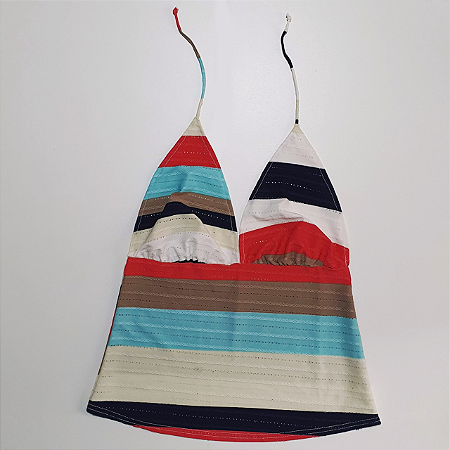Top Franzido Listras Navy Upcycle