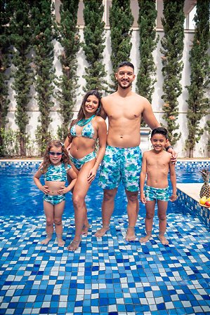 Kit Família Coleção Afeto Verde Água Hot Pants - San Maré Moda Praia -  Goiânia/Go