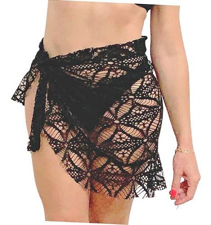 Saída De Praia Curta Mini Saia De Tule Pareô Curto De Renda