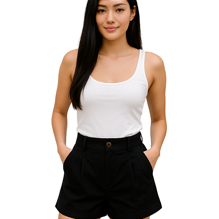 Short Alfaiataria Curto Feminino Cintura Alta Com Zíper Luxo