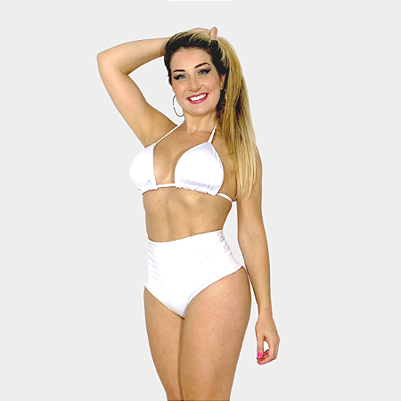 Biquíni Cós Alto Efeito Lipo Branco